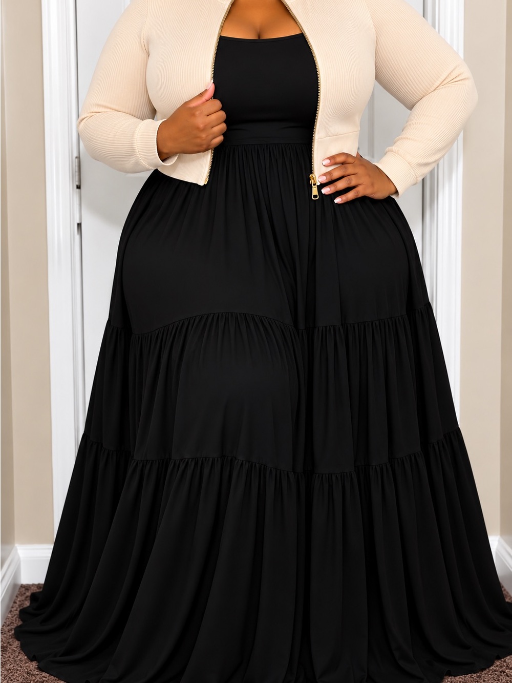 T.J.Maxx Crop Cream Zip Jacket